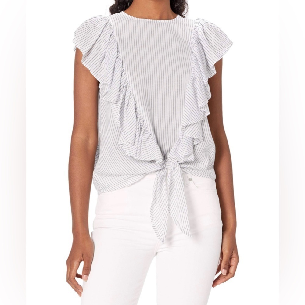 NWT ELLA MOSS Freeah Ruffle Tie-Front Top size L